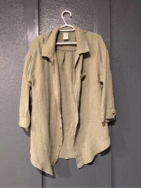 Kona Sol Green Linen Swimsuit Coverup Size Large